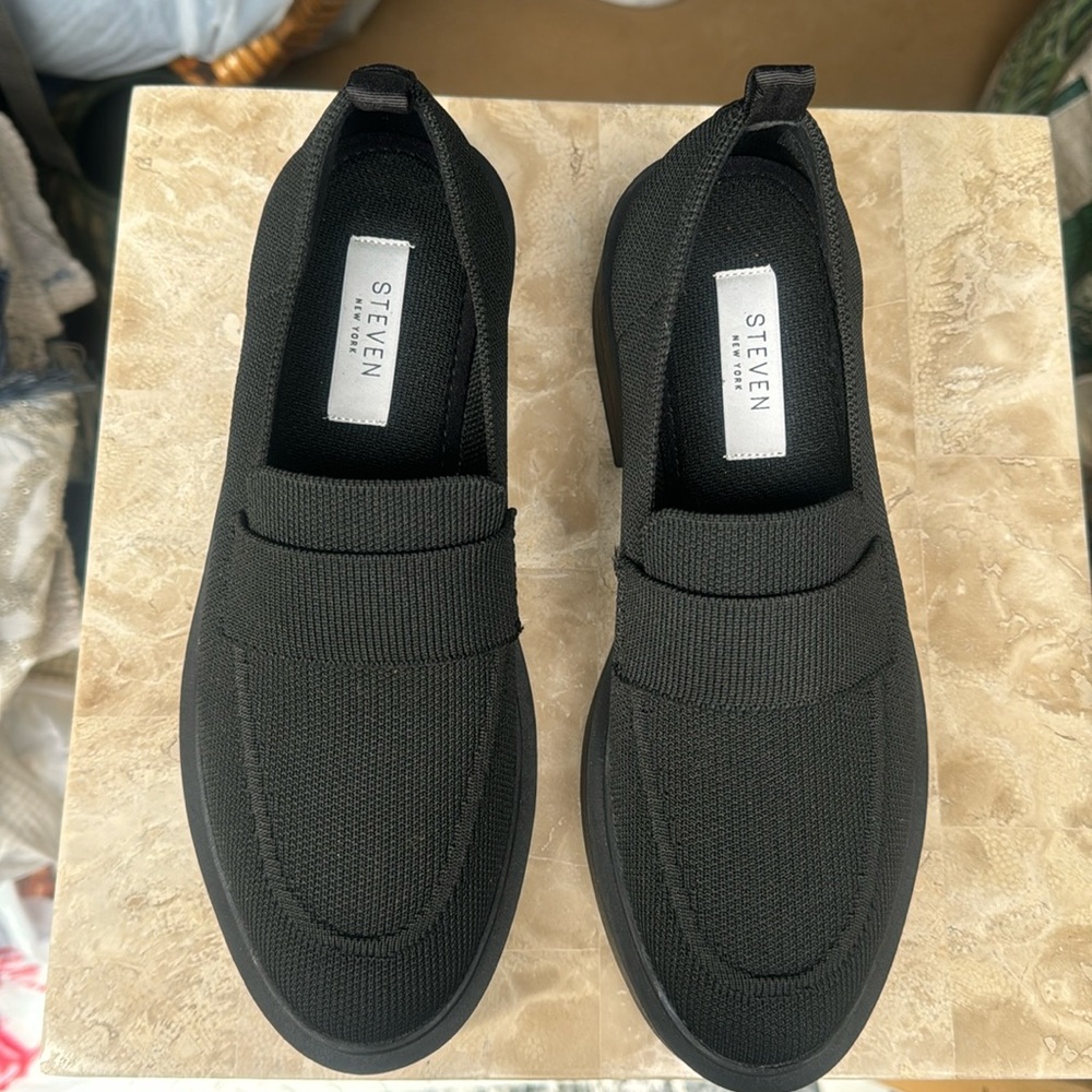 Steven New York Black Loafers Sz 7